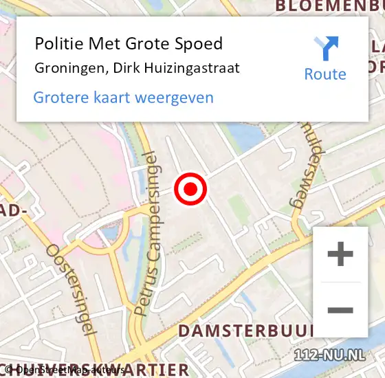 Locatie op kaart van de 112 melding: Politie Met Grote Spoed Naar Groningen, Dirk Huizingastraat op 26 september 2021 13:06