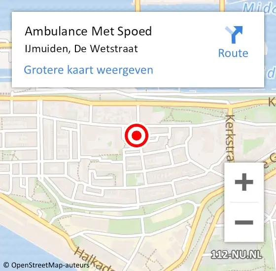 Locatie op kaart van de 112 melding: Ambulance Met Spoed Naar IJmuiden, De Wetstraat op 26 september 2021 13:11