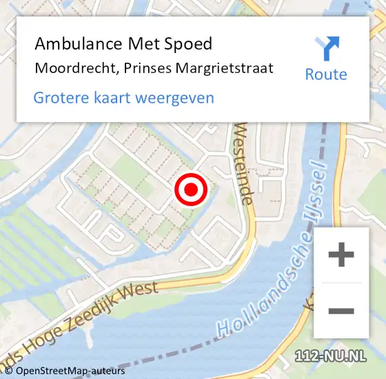 Locatie op kaart van de 112 melding: Ambulance Met Spoed Naar Moordrecht, Prinses Margrietstraat op 26 september 2021 13:39