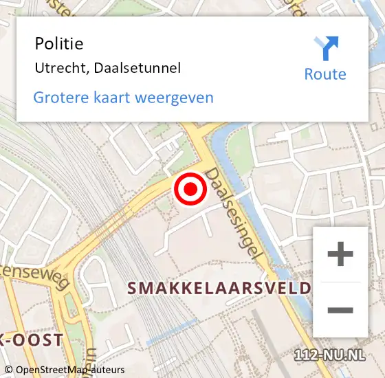 Locatie op kaart van de 112 melding: Politie Utrecht, Daalsetunnel op 26 september 2021 13:44