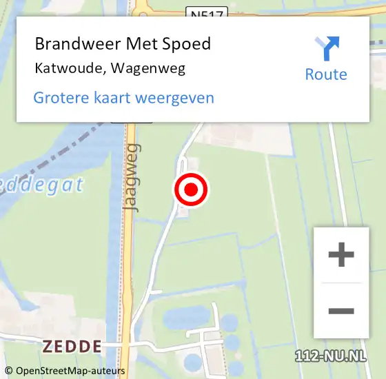 Locatie op kaart van de 112 melding: Brandweer Met Spoed Naar Katwoude, Wagenweg op 26 september 2021 13:55
