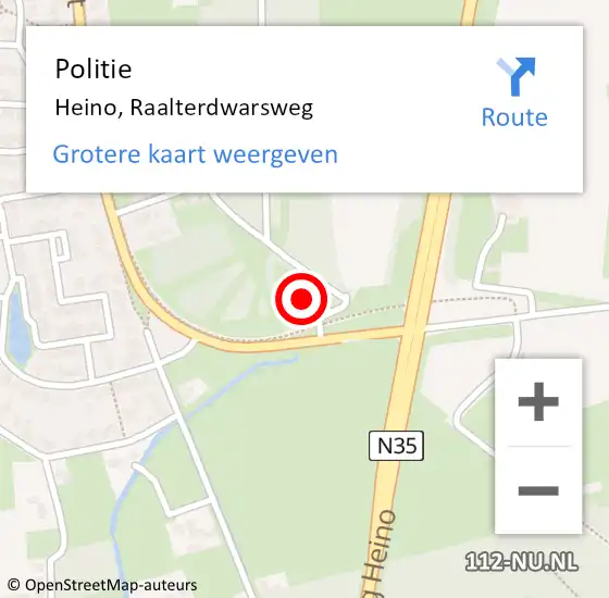 Locatie op kaart van de 112 melding: Politie Heino, Raalterdwarsweg op 26 september 2021 14:06