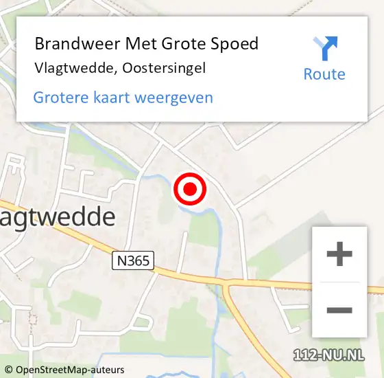 Locatie op kaart van de 112 melding: Brandweer Met Grote Spoed Naar Vlagtwedde, Oostersingel op 26 september 2021 14:07