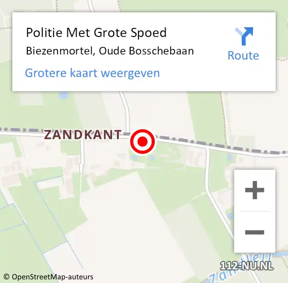 Locatie op kaart van de 112 melding: Politie Met Grote Spoed Naar Biezenmortel, Oude Bosschebaan op 26 september 2021 14:12