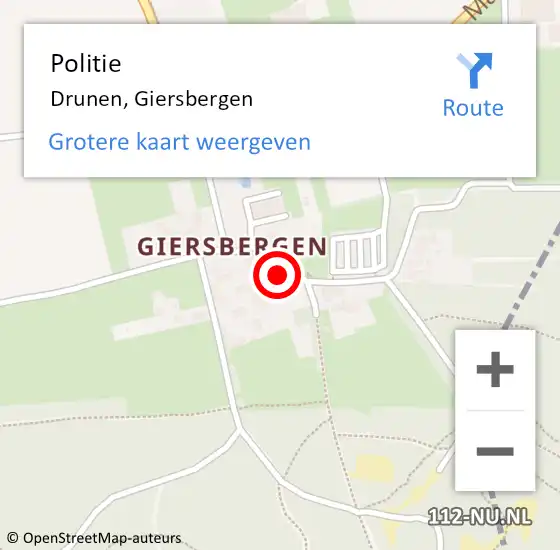Locatie op kaart van de 112 melding: Politie Drunen, Giersbergen op 26 september 2021 14:12
