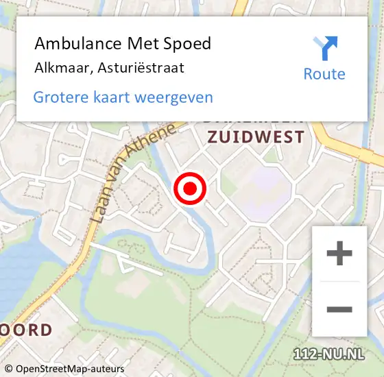 Locatie op kaart van de 112 melding: Ambulance Met Spoed Naar Alkmaar, Asturiëstraat op 26 september 2021 14:16