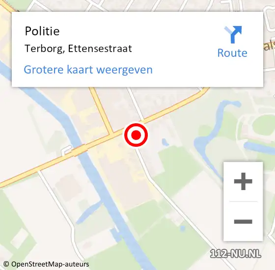 Locatie op kaart van de 112 melding: Politie Terborg, Ettensestraat op 26 september 2021 14:18