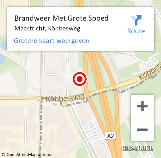 Locatie op kaart van de 112 melding: Brandweer Met Grote Spoed Naar Maastricht, Köbbesweg op 26 september 2021 14:21