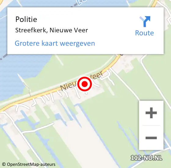 Locatie op kaart van de 112 melding: Politie Streefkerk, Nieuwe Veer op 26 september 2021 14:53