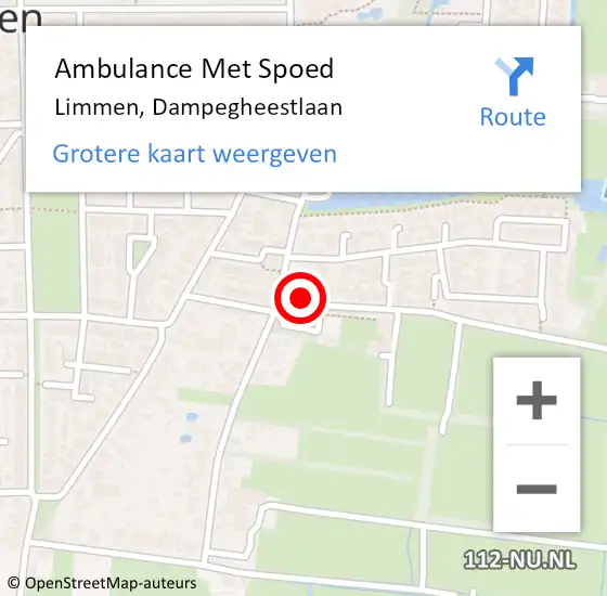 Locatie op kaart van de 112 melding: Ambulance Met Spoed Naar Limmen, Dampegheestlaan op 26 september 2021 15:00