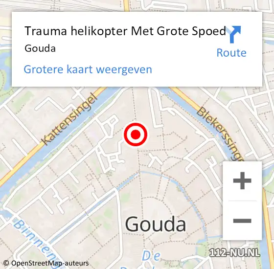 Locatie op kaart van de 112 melding: Trauma helikopter Met Grote Spoed Naar Gouda op 26 september 2021 15:07