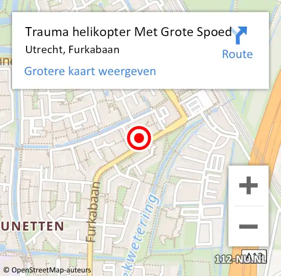 Locatie op kaart van de 112 melding: Trauma helikopter Met Grote Spoed Naar Utrecht, Furkabaan op 26 september 2021 15:35