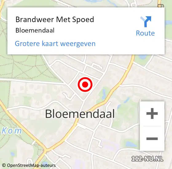 Locatie op kaart van de 112 melding: Brandweer Met Spoed Naar Bloemendaal op 26 september 2021 15:36