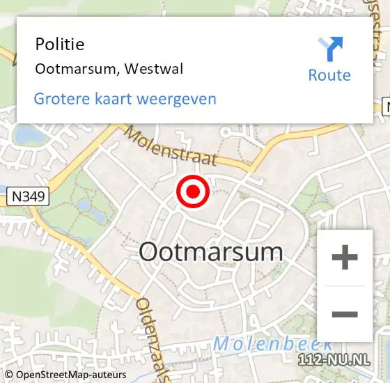 Locatie op kaart van de 112 melding: Politie Ootmarsum, Westwal op 26 september 2021 15:46