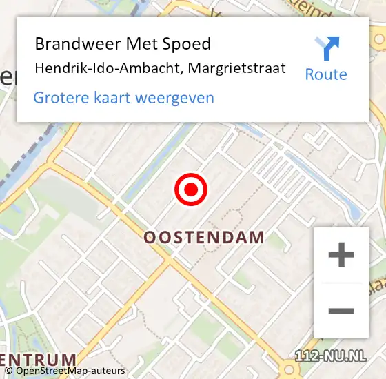 Locatie op kaart van de 112 melding: Brandweer Met Spoed Naar Hendrik-Ido-Ambacht, Margrietstraat op 26 september 2021 15:48