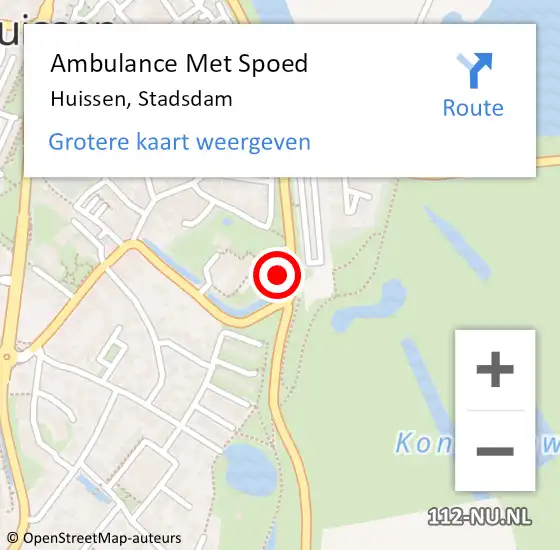 Locatie op kaart van de 112 melding: Ambulance Met Spoed Naar Huissen, Stadsdam op 26 september 2021 16:19