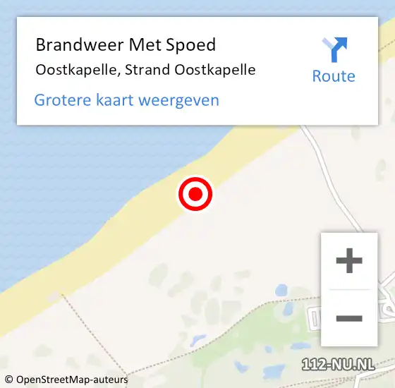 Locatie op kaart van de 112 melding: Brandweer Met Spoed Naar Oostkapelle, Strand Oostkapelle op 26 september 2021 16:51