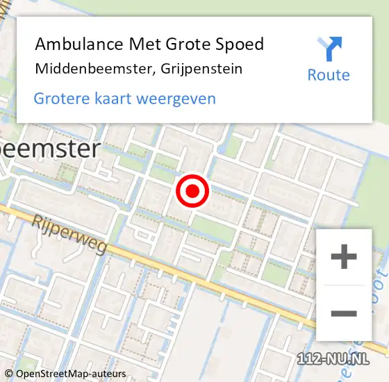 Locatie op kaart van de 112 melding: Ambulance Met Grote Spoed Naar Middenbeemster, Grijpenstein op 24 juni 2014 08:23