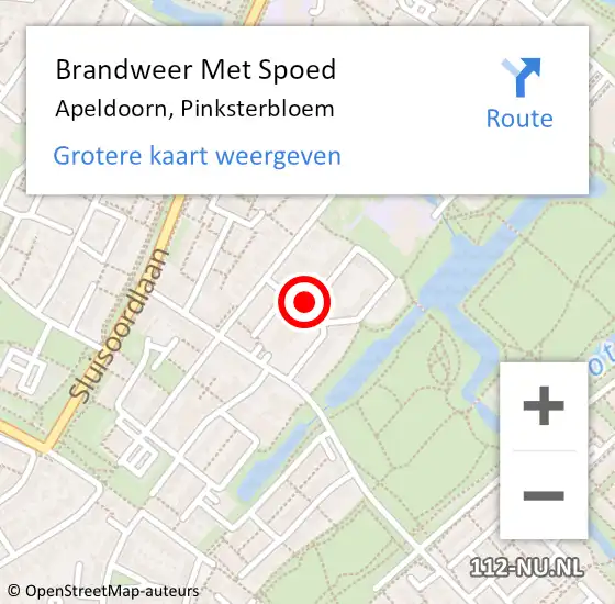 Locatie op kaart van de 112 melding: Brandweer Met Spoed Naar Apeldoorn, Pinksterbloem op 26 september 2021 17:16