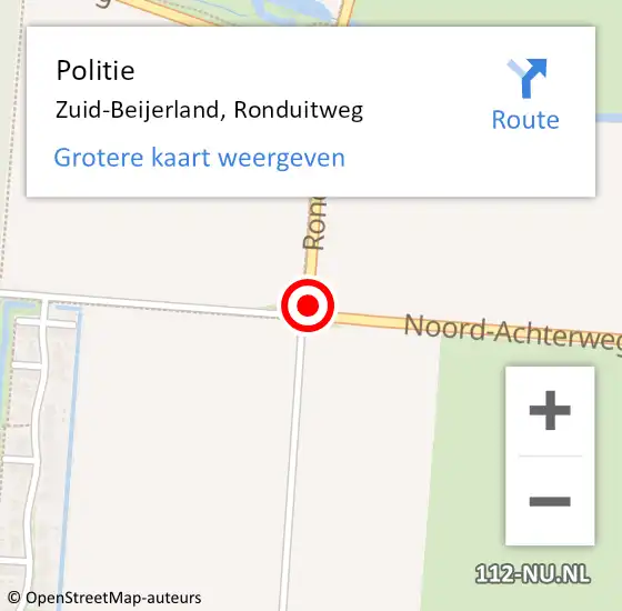 Locatie op kaart van de 112 melding: Politie Zuid-Beijerland, Ronduitweg op 26 september 2021 18:09