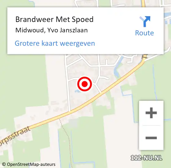 Locatie op kaart van de 112 melding: Brandweer Met Spoed Naar Midwoud, Yvo Janszlaan op 26 september 2021 18:14