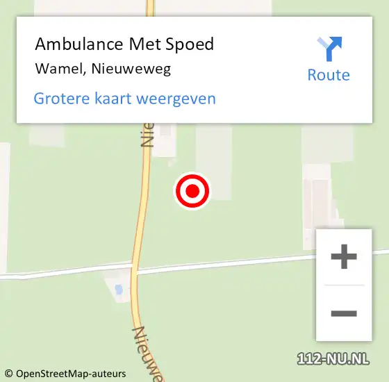 Locatie op kaart van de 112 melding: Ambulance Met Spoed Naar Wamel, Nieuweweg op 26 september 2021 18:30