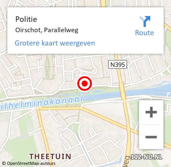 Locatie op kaart van de 112 melding: Politie Oirschot, Parallelweg op 26 september 2021 18:35