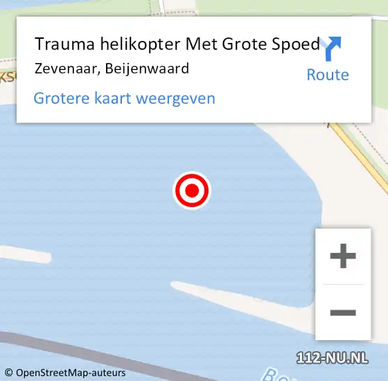 Locatie op kaart van de 112 melding: Trauma helikopter Met Grote Spoed Naar Zevenaar, Beijenwaard op 26 september 2021 18:40