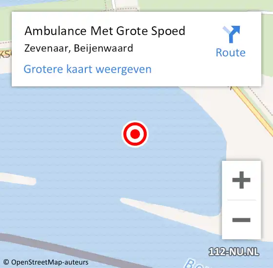 Locatie op kaart van de 112 melding: Ambulance Met Grote Spoed Naar Zevenaar, Beijenwaard op 26 september 2021 18:41