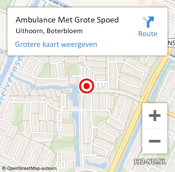 Locatie op kaart van de 112 melding: Ambulance Met Grote Spoed Naar Uithoorn, Boterbloem op 26 september 2021 18:42