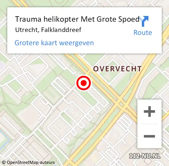 Locatie op kaart van de 112 melding: Trauma helikopter Met Grote Spoed Naar Utrecht, Falklanddreef op 26 september 2021 18:43