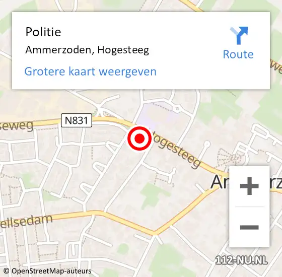 Locatie op kaart van de 112 melding: Politie Ammerzoden, Hogesteeg op 26 september 2021 18:46