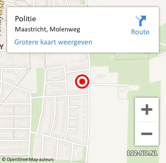 Locatie op kaart van de 112 melding: Politie Maastricht, Molenweg op 26 september 2021 18:56