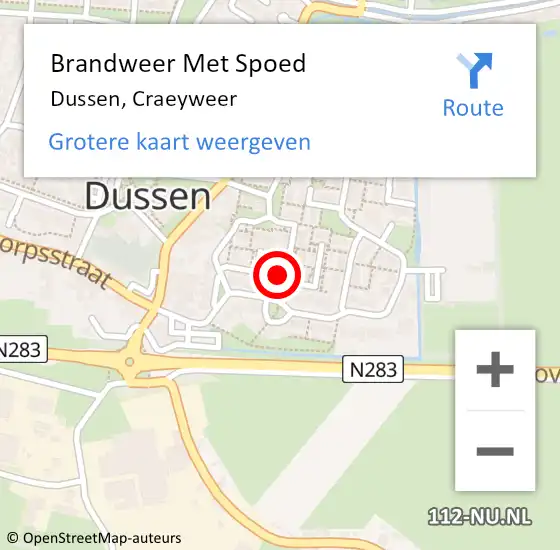 Locatie op kaart van de 112 melding: Brandweer Met Spoed Naar Dussen, Craeyweer op 26 september 2021 19:04