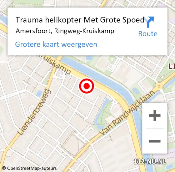 Locatie op kaart van de 112 melding: Trauma helikopter Met Grote Spoed Naar Amersfoort, Ringweg-Kruiskamp op 26 september 2021 19:20