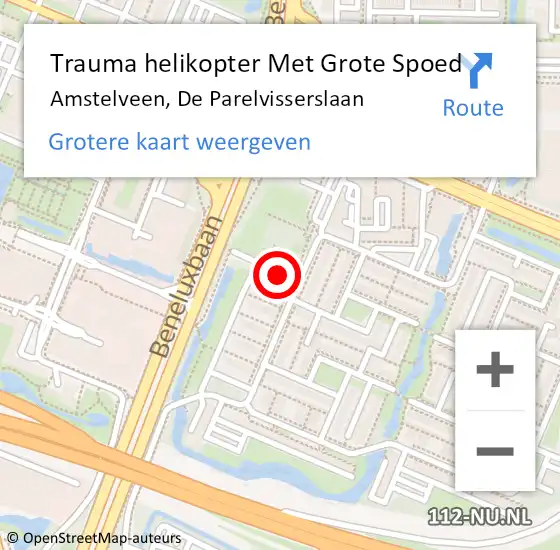 Locatie op kaart van de 112 melding: Trauma helikopter Met Grote Spoed Naar Amstelveen, De Parelvisserslaan op 26 september 2021 19:25