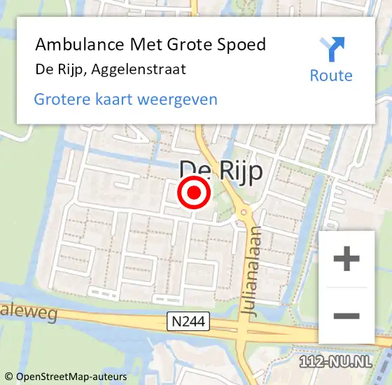 Locatie op kaart van de 112 melding: Ambulance Met Grote Spoed Naar De Rijp, Aggelenstraat op 26 september 2021 19:41