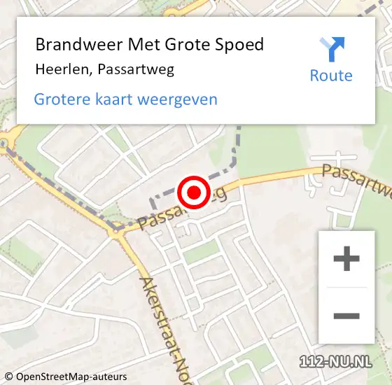 Locatie op kaart van de 112 melding: Brandweer Met Grote Spoed Naar Heerlen, Passartweg op 26 september 2021 19:46