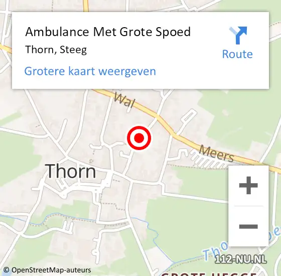 Locatie op kaart van de 112 melding: Ambulance Met Grote Spoed Naar Thorn, Steeg op 26 september 2021 20:21