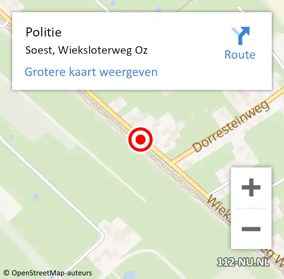 Locatie op kaart van de 112 melding: Politie Soest, Wieksloterweg Oz op 6 oktober 2013 03:31