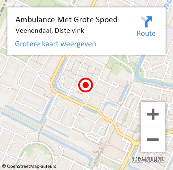 Locatie op kaart van de 112 melding: Ambulance Met Grote Spoed Naar Veenendaal, Distelvink op 26 september 2021 20:52
