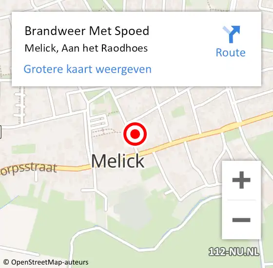 Locatie op kaart van de 112 melding: Brandweer Met Spoed Naar Melick, Aan het Raodhoes op 26 september 2021 20:54