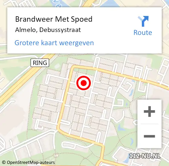 Locatie op kaart van de 112 melding: Brandweer Met Spoed Naar Almelo, Debussystraat op 26 september 2021 21:25