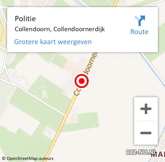 Locatie op kaart van de 112 melding: Politie Collendoorn, Collendoornerdijk op 26 september 2021 21:53