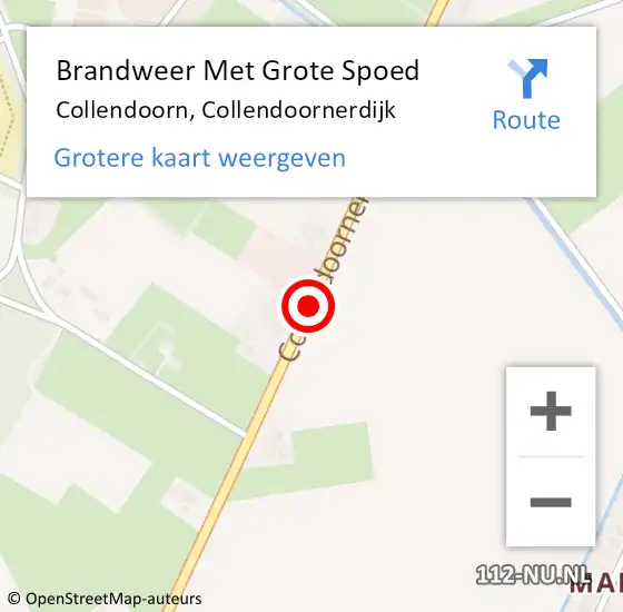 Locatie op kaart van de 112 melding: Brandweer Met Grote Spoed Naar Collendoorn, Collendoornerdijk op 26 september 2021 21:55