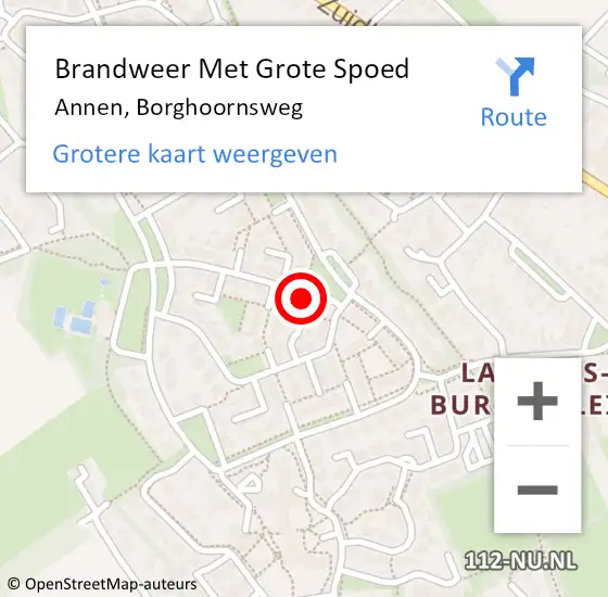 Locatie op kaart van de 112 melding: Brandweer Met Grote Spoed Naar Annen, Borghoornsweg op 26 september 2021 22:21