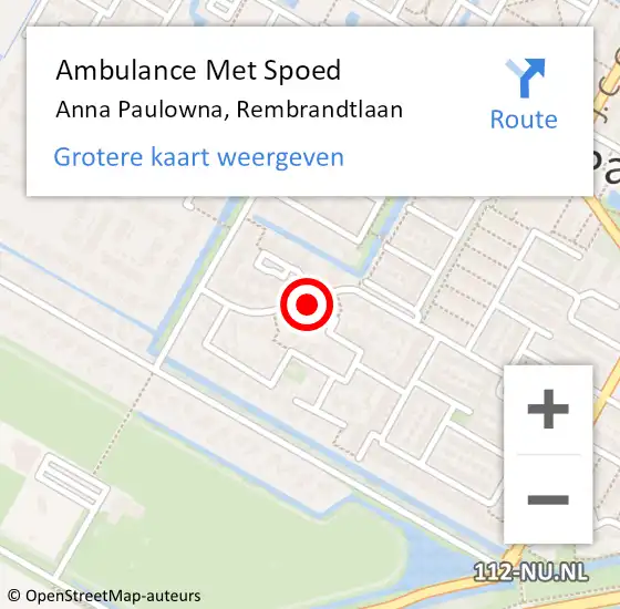 Locatie op kaart van de 112 melding: Ambulance Met Spoed Naar Anna Paulowna, Rembrandtlaan op 26 september 2021 22:26