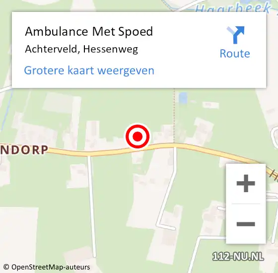 Locatie op kaart van de 112 melding: Ambulance Met Spoed Naar Achterveld, Hessenweg op 26 september 2021 22:33