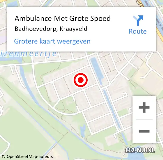 Locatie op kaart van de 112 melding: Ambulance Met Grote Spoed Naar Badhoevedorp, Kraayveld op 26 september 2021 22:47