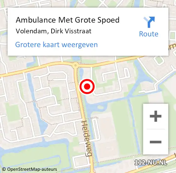 Locatie op kaart van de 112 melding: Ambulance Met Grote Spoed Naar Volendam, Dirk Visstraat op 26 september 2021 22:51